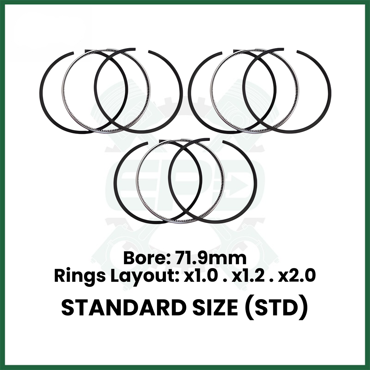 Piston Rings Set x3 STD Fits Ford M1DA 1.0L EcoBoost Petrol Engine