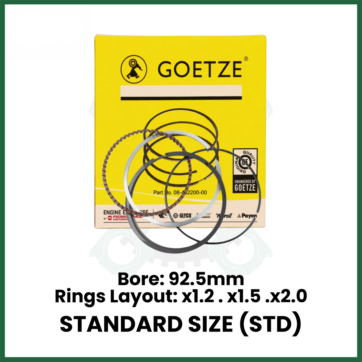 GOETZE 08-425300-00 Piston Rings Set x8 STD For Land Rover Jaguar 5.0 V8 AJ133 508PS 508PN Petrol