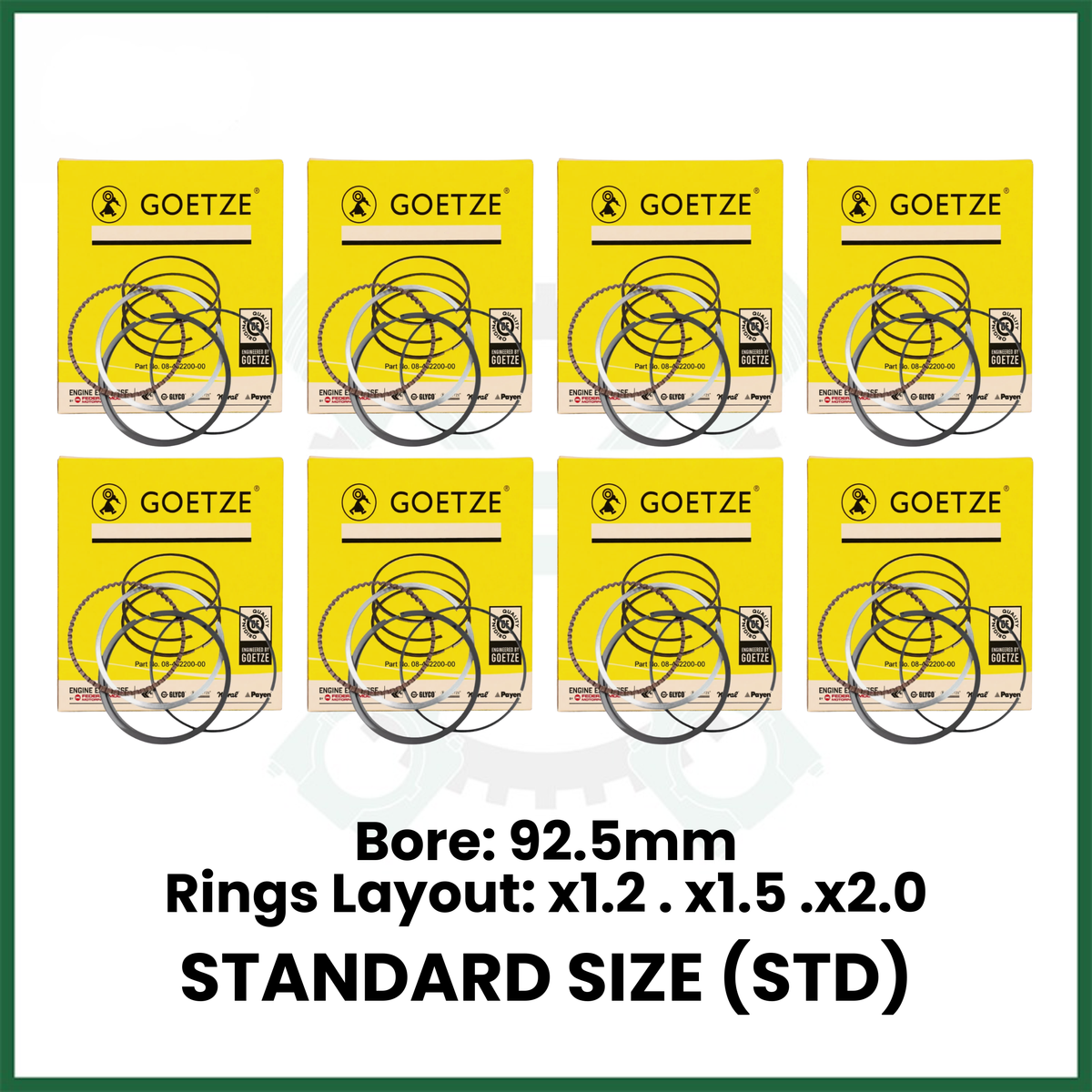 GOETZE 08-425300-00 Piston Rings Set x8 STD For Land Rover Jaguar 5.0 V8 AJ133 508PS 508PN Petrol