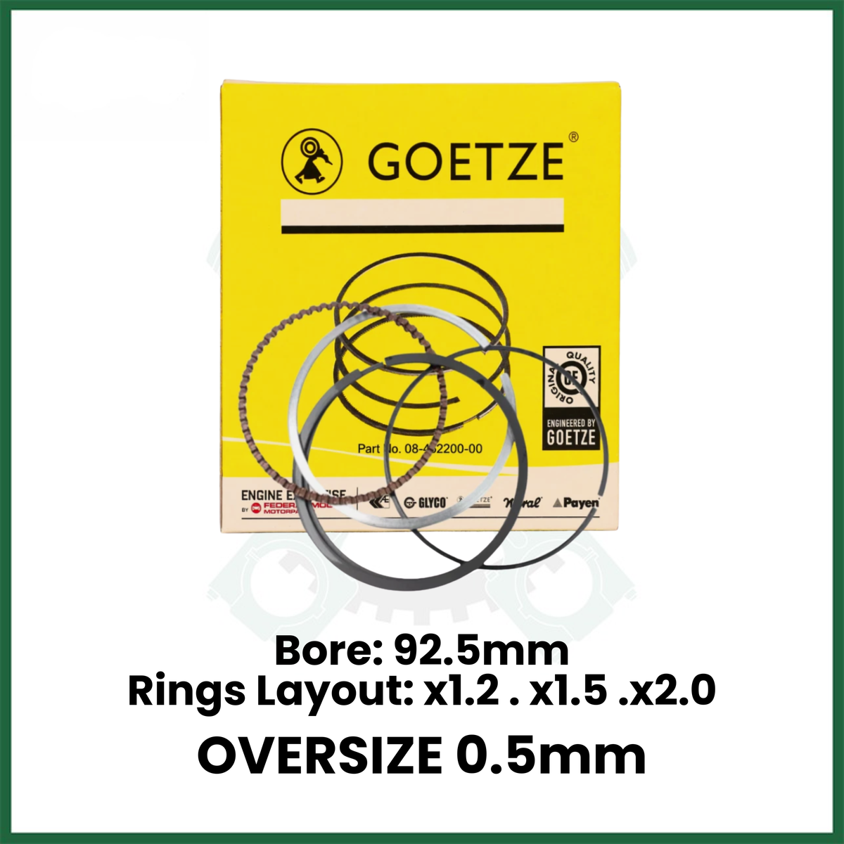 GOETZE 08-452207-00 Piston Rings Set x8 0.5mm For Land Rover Jaguar 5.0 V8 AJ133 508PS 508PN Petrol