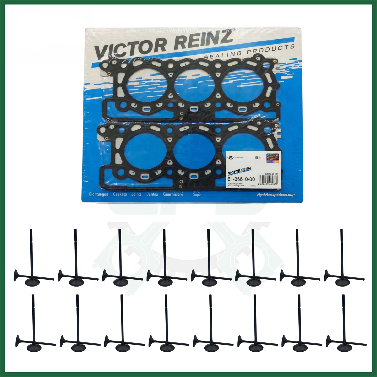 508PS INTAKE & EXHAUST VALVES x32 PCS - 306DT TDV6 VICTOR REINZ HEAD GASKET
