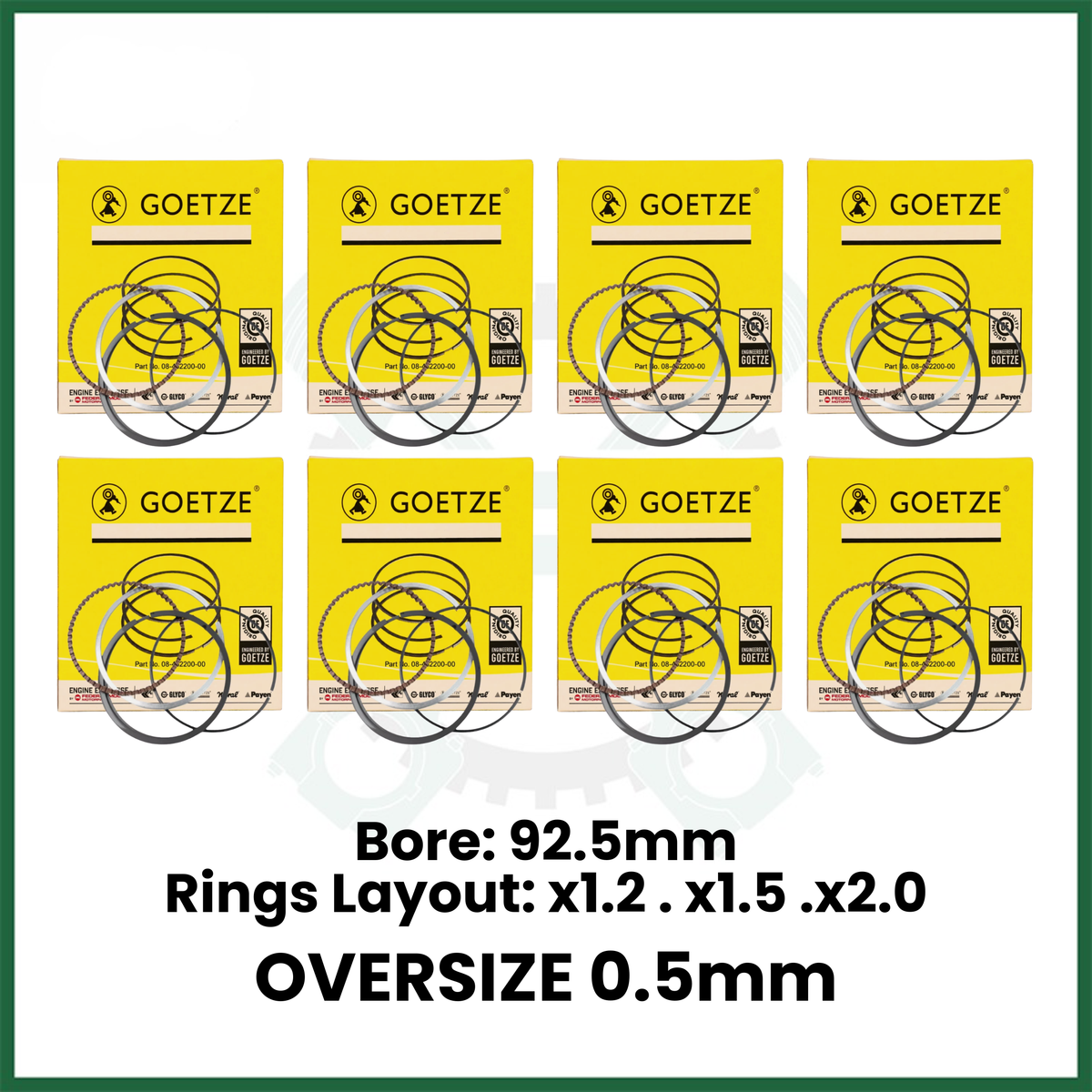 GOETZE 08-452207-00 Piston Rings Set x8 0.5mm For Land Rover Jaguar 5.0 V8 AJ133 508PS 508PN Petrol