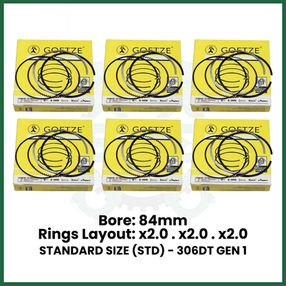 306DT TDV6 Gen 1 Piston Rings Set STD For Land Rover Jaguar 3.0 Diesel Engine - GOETZE 08-439100-00
