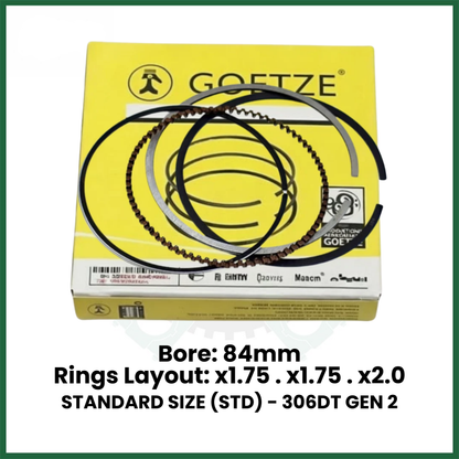 306DT TDV6 Gen 2 Piston Rings Set STD For Land Rover Jaguar 3.0 Diesel - GOETZE 08-439100-10