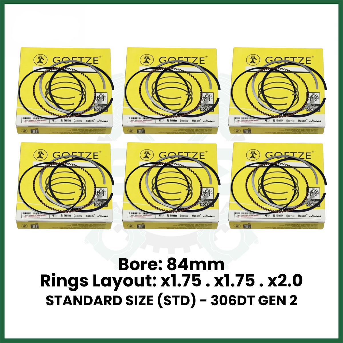 306DT TDV6 Gen 2 Piston Rings Set STD For Land Rover Jaguar 3.0 Diesel - GOETZE 08-439100-10