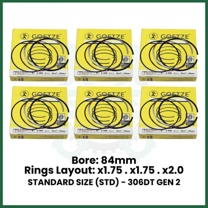 306DT TDV6 Gen 2 Piston Rings Set STD For Land Rover Jaguar 3.0 Diesel - GOETZE 08-439100-10
