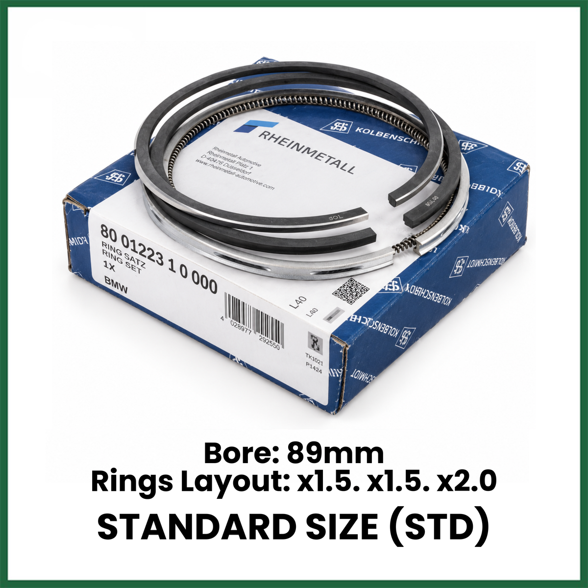 KOLBENSCHMIDT 800122310000 PISTON RINGS x1 STD FOR BMW 550i 650i 750i X5 X6 N63B44 4.4L