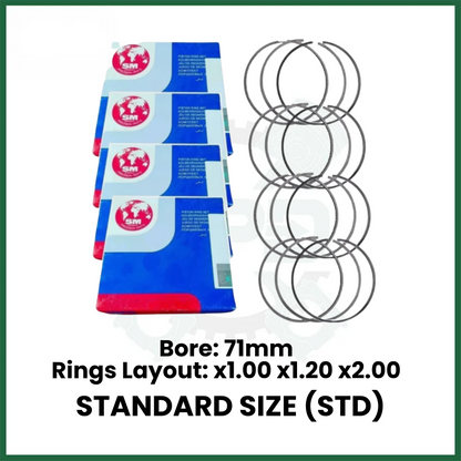 Hyundai Kia Branded Piston Rings set x4 for G4LA  1.2L Petrol Engine